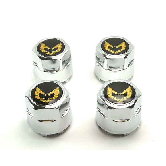 Set of 4 New 77-81 Pontiac Firebird Trans Am TA Snowflake Turbo Aluminum Wheel Chrome Center Caps Gold Bird