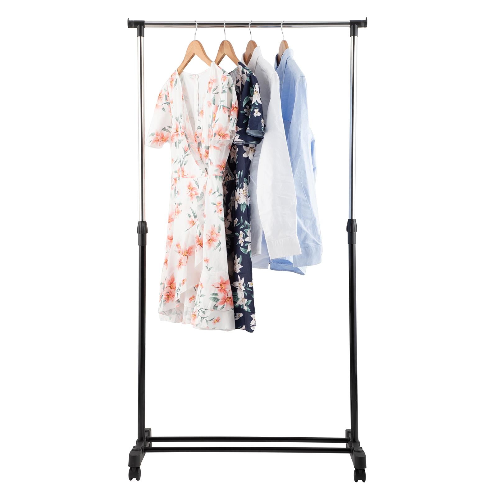 Whitmor Foldable Metal Garment Rack Rolling Silver Walmart
