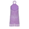 thumbnail image 6 of Summer Savings Clearance! Edvintorg Sexy Wedding Guest Dress For Women 2024 Trendy Women's Round-Neck Sleeveless Sling Solid Mini Dresses With Tassels Cocktail Party Dress Purple S, 6 of 7
