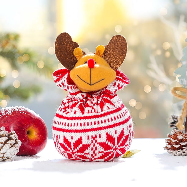 Xihbxyly Bolsa de Regalo Navideña, Diseño de Tejido de Punto, Asa Resistente para Colgar, Ideal para Piruletas y Dulces, Decoración Versátil, Ideal para Colgar En El Árbol de Navidad y La Chimenea, E