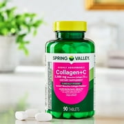 Spring Valley Highly Absorbable Collagen + C Tablets for Hair/Skin/Nail Health, 2,500 mg, 90 Count