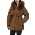 thumbnail image 6 of HTNBO Women's Winter Warm Parka Jacket Sherpa Lined Windbreaker Thermal Insulated Coat with Removable Faux Fur Hood, 6 of 6