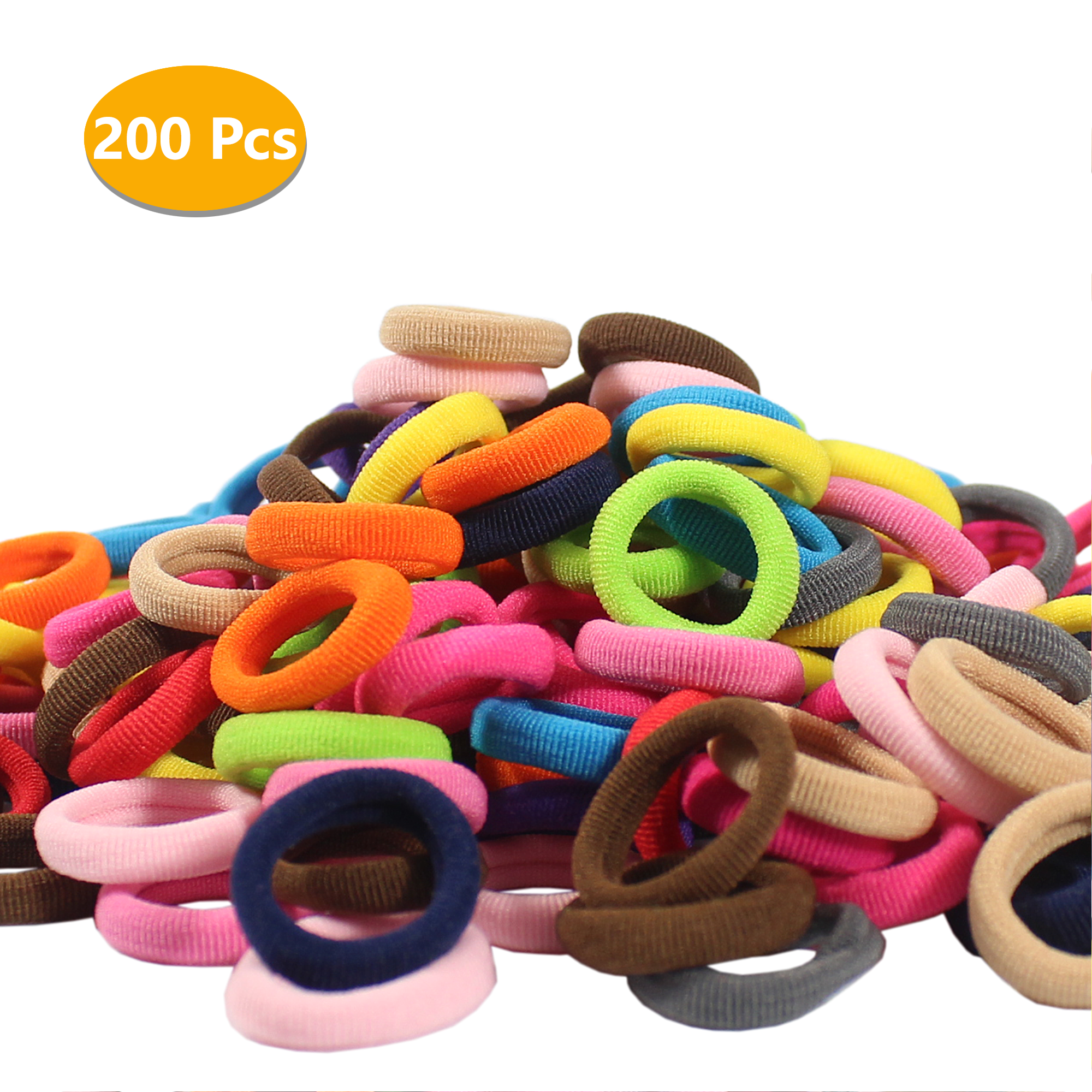 200 Pieces Seamless Cotton Hair Ties Thick Elastic Ponytail Holders Bands No For