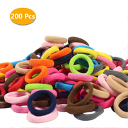 200Pcs Elastic Hair Ties, Cotton Toddler Hair Ties for Girls and Kids, Assorted No Crease Hair Rope Hair Bands Accessories for Girls Kids