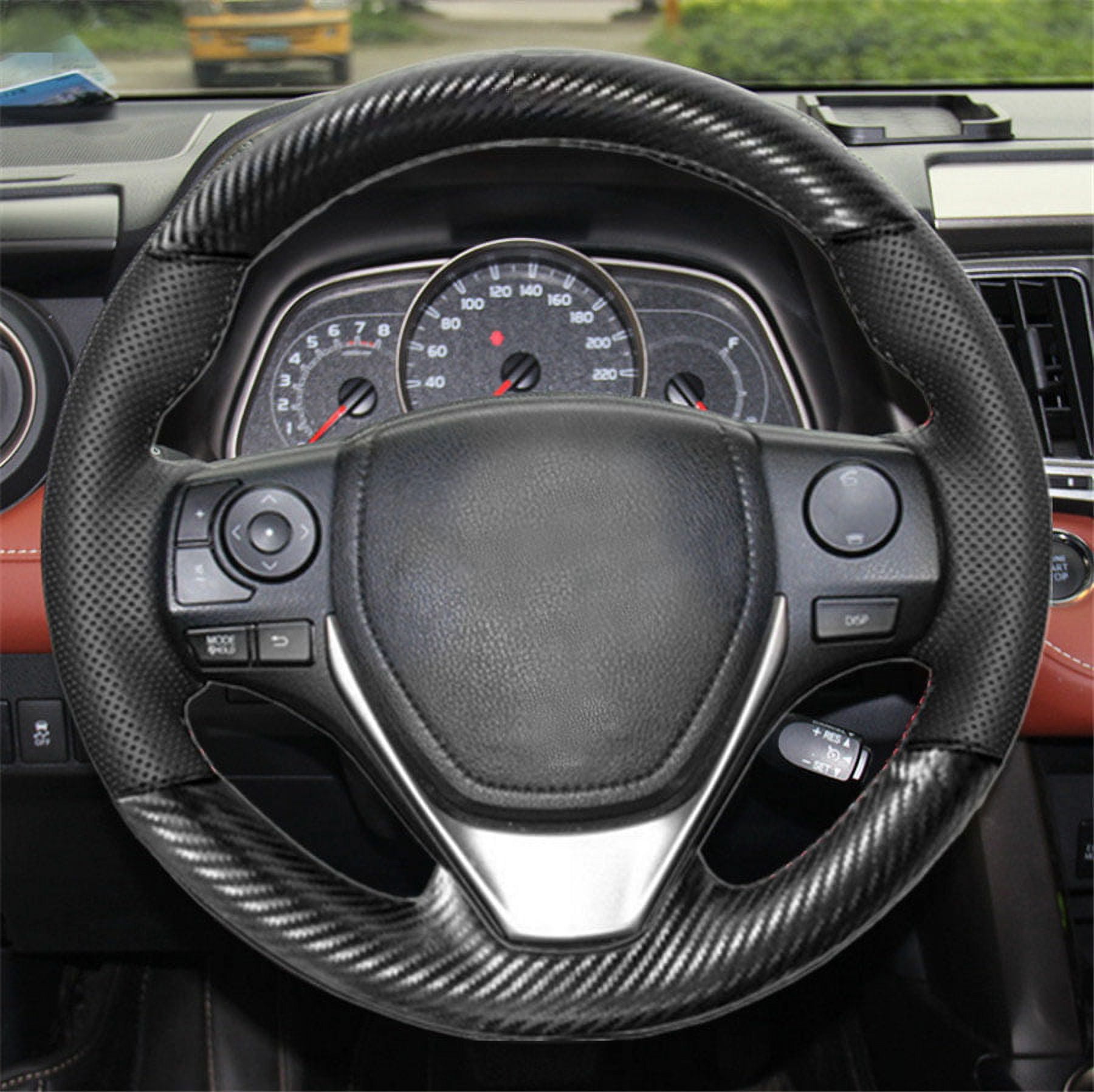 Carbon Fiber + Pu Leather DIY Hand Sewing Car Steering Wheel Cover for Toyota RAV4 Corolla 2013-2018