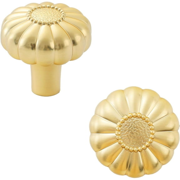 6 Pack Gold Cabinet knobs Kitchen Cabinet Handles with Vintage Cupboard Drawers Hardware Dresser Drawer Handles Kitchen Cabinet Pulls (6, Brushed Gold) Brushed Gold