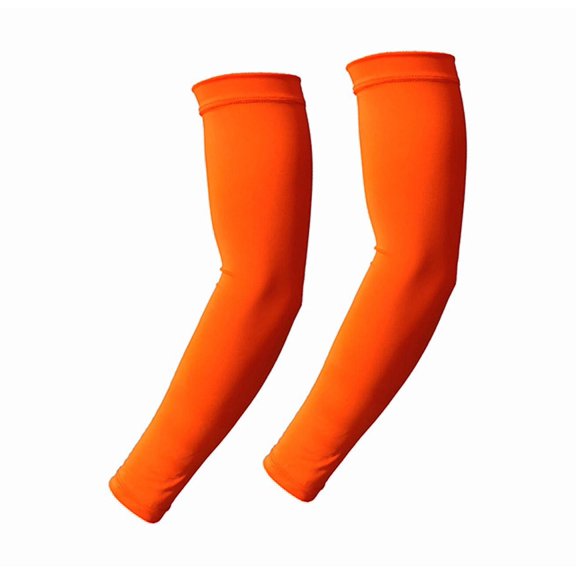 BESTSKY 2Pcs Arm Sleeves UV Protection Volleyball Arm Sleeves,Moisture Absorbent Ice Silk Arm Sleeve,Comfortable Stretch Sleeves for Active Outdoor Sports,Orange