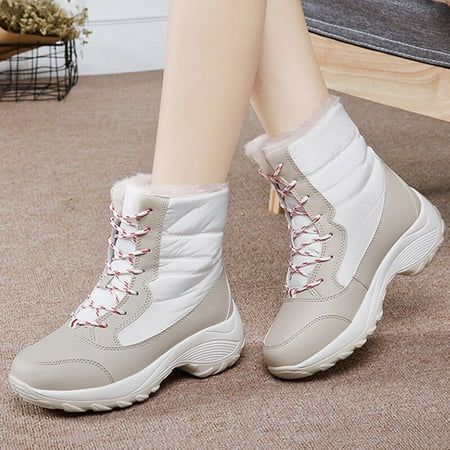 

Snow Boots Women Punk Shoes Woman Lace-Up Women s Boots Flat Ankle Boots Platform Keep Warm Chunky Winter Footwear Botas Mujer
