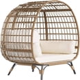 thumbnail image 5 of EastVita Single Standing Egg Chair Outdoor Patio Egg Chair with Cushions Metal Frame Stand Suitable for Balcony Terrace Living Room Beige, 5 of 7