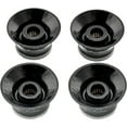 thumbnail image 2 of Metric Size 18 Splines Top Hat Bell Reflector 2 Volume 2 Tone Knobs Set for Asia Import Guitar Bass Split Shaft Pots Black Silver Top, 2 of 15