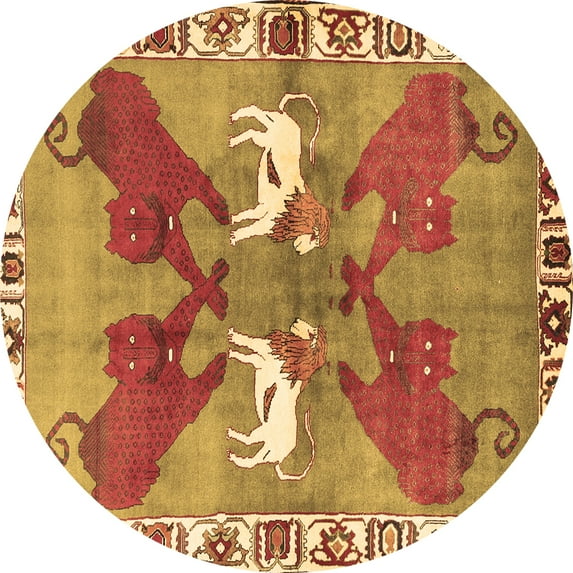 Ahgly Company Indoor Round Persian Brown Traditional Area Rugs, 7' Round