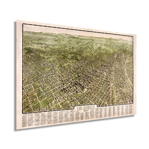 1909 Map of Los Angeles California with Index - Vintage Map Wall Art - Los Angeles Map Art - Vintage Map Los Angeles Decor - Old Map Los Angeles Wall Map