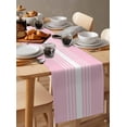 thumbnail image 6 of ERUNPONLY Pink White Stripe Table Runner - 72 Inch Long Modern Rustic Vertical Striped Cotton and Linen Blended Dress Scarves Farmhouse Table Runner for Kitchen Dining, Coffee Table, 16"x72", 6 of 8