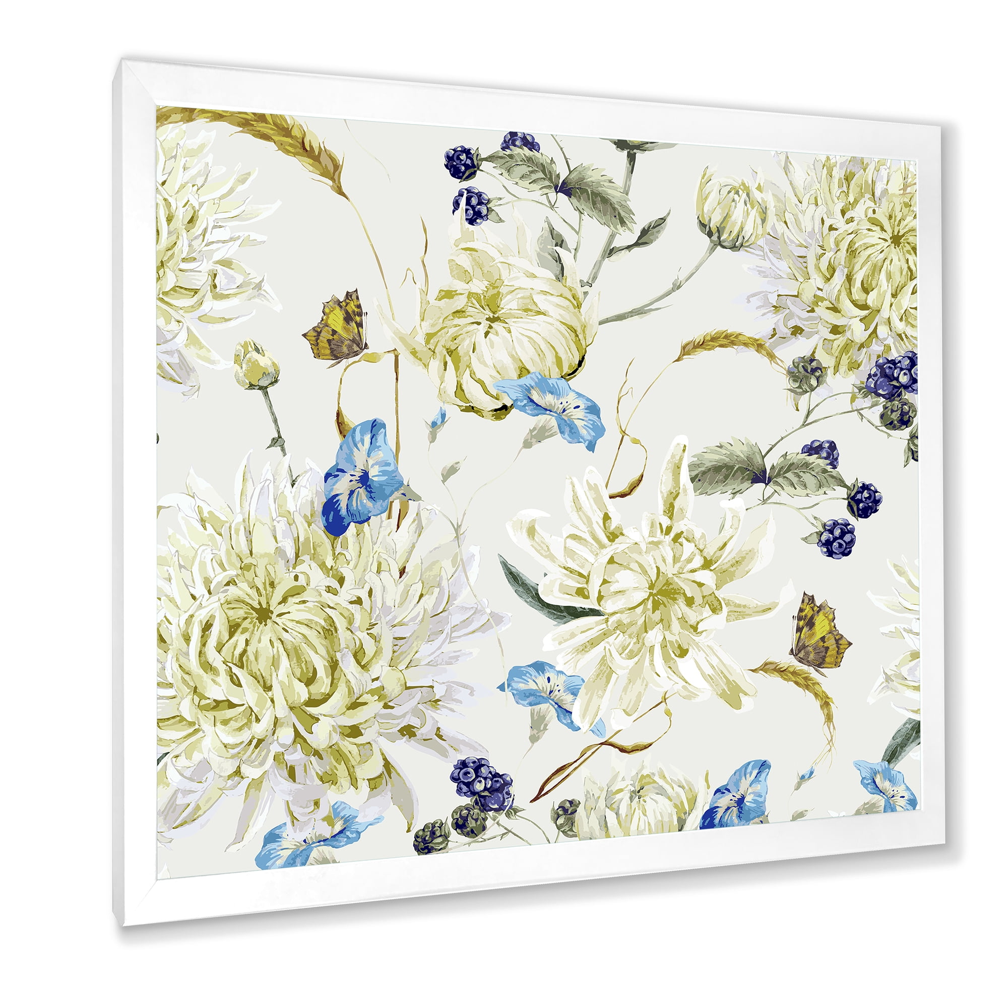 Designart 'Ancient Yellow Chrysanthemus II' Traditional Framed Art Print