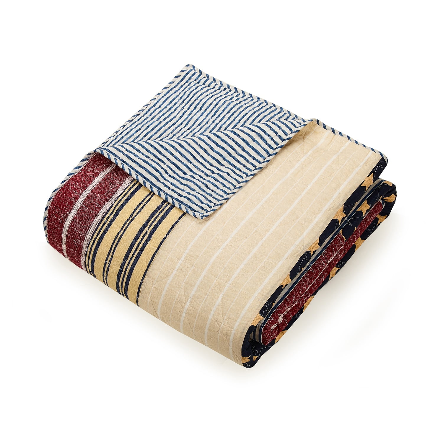 Modern Heirloom Americana 2-Piece Patchwork Cotton Quilt Set, Blue/Red, Twin/Twin XL