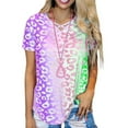 thumbnail image 3 of Camiseta con cuello en V, manga corta, para niña, para mujer, camiseta con estampado de verano, morado, 4XL Yuarrent AP001867-07, 3 of 5