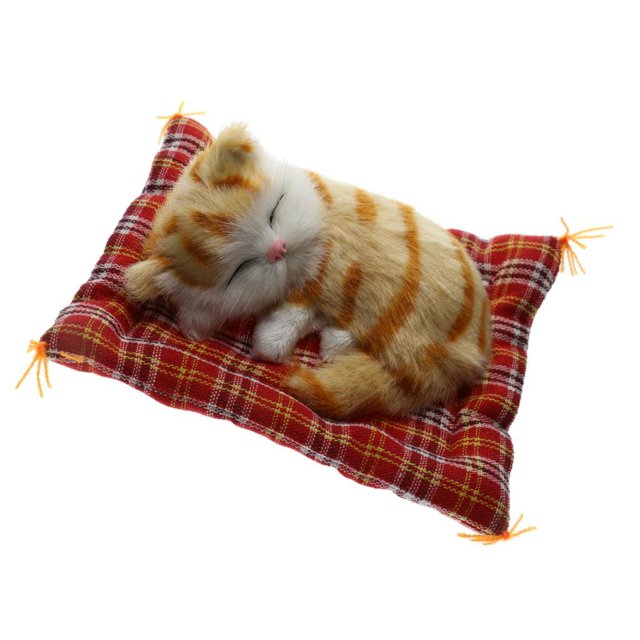 Dormir Gato Decoración Felpa Relleno Sonido Simulación Animal amarillo Cola Gato de simulación