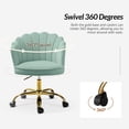 thumbnail image 4 of Vanity Makeup Desk Chair Velvet Shell Backrest Home Office Chair Upholstered Swivel Adjustable Gold Metal Base Bedroom Sage, 4 of 7