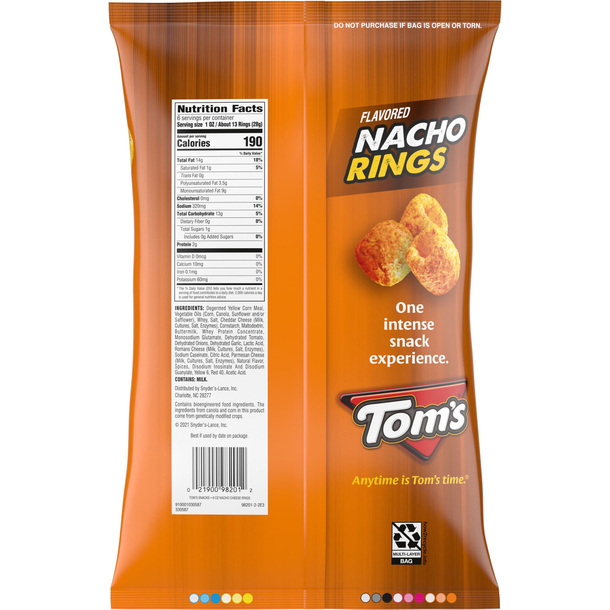 Tom's Nacho Flavored Rings, 6 oz Bag