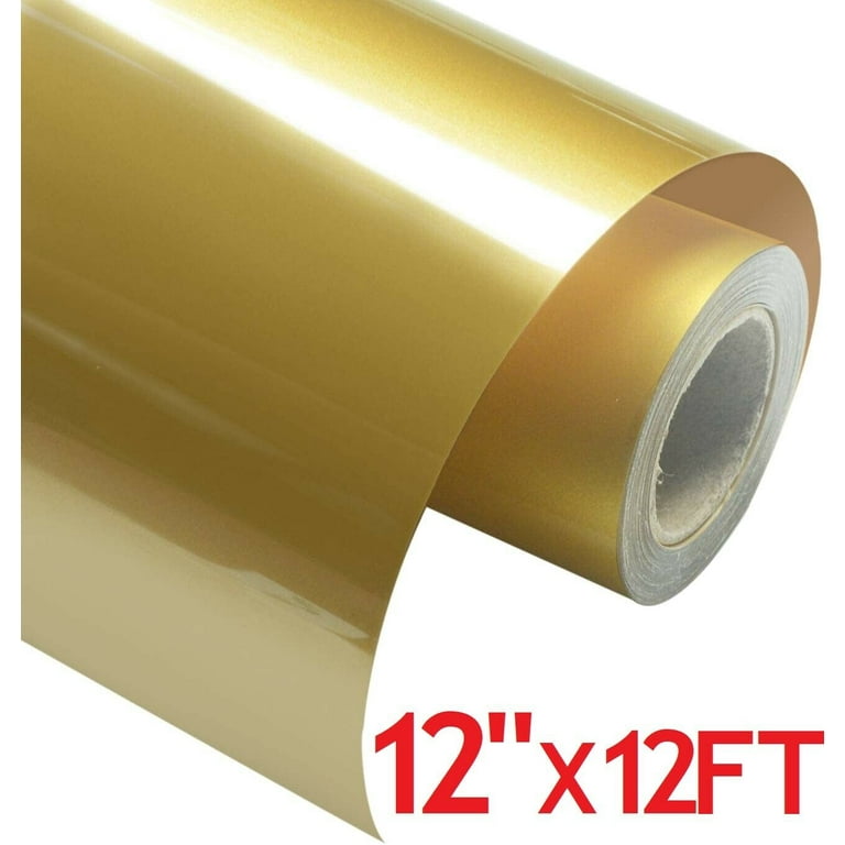 12 inchx12' Gold HTV Iron on Heat Transfer Vinyl 12 Feet Roll for T Shirt Shoes Bags