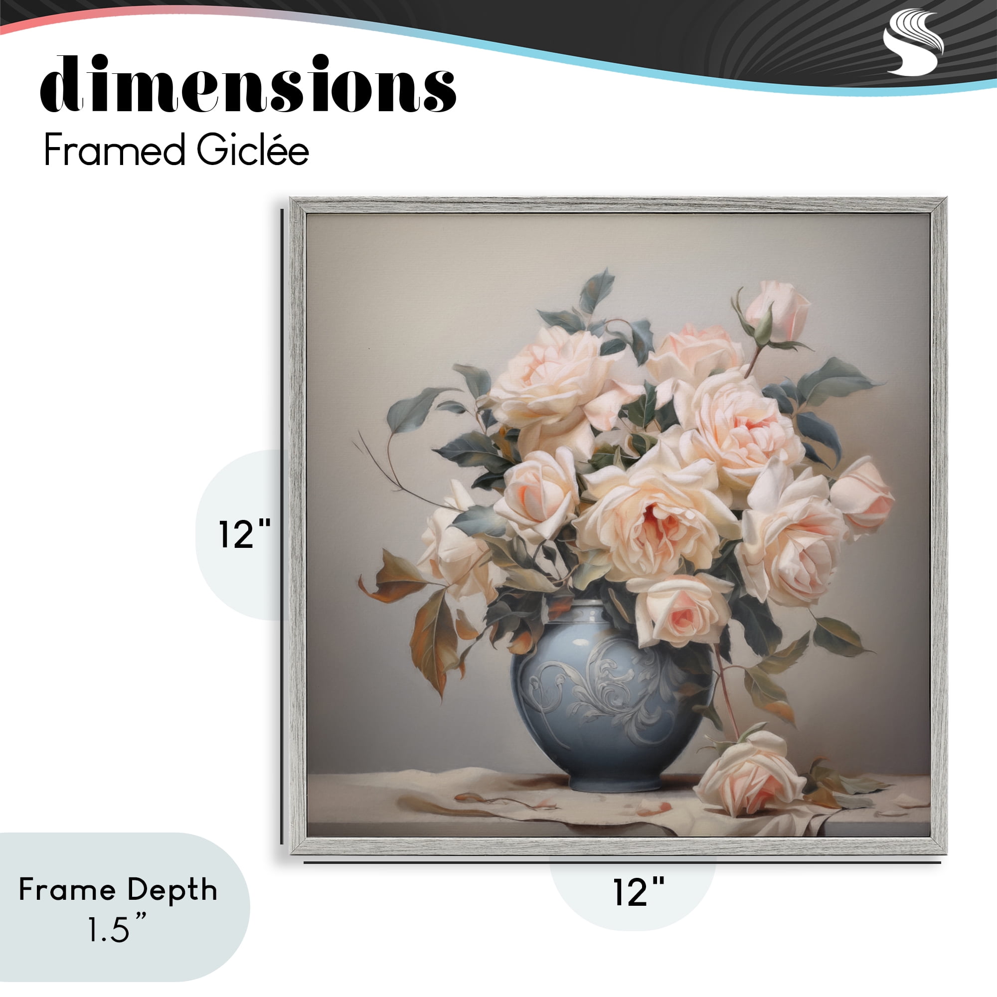 Stupell Industries Rose Paragon Vase Gray Framed Giclee Art, design by Steve Hunziker