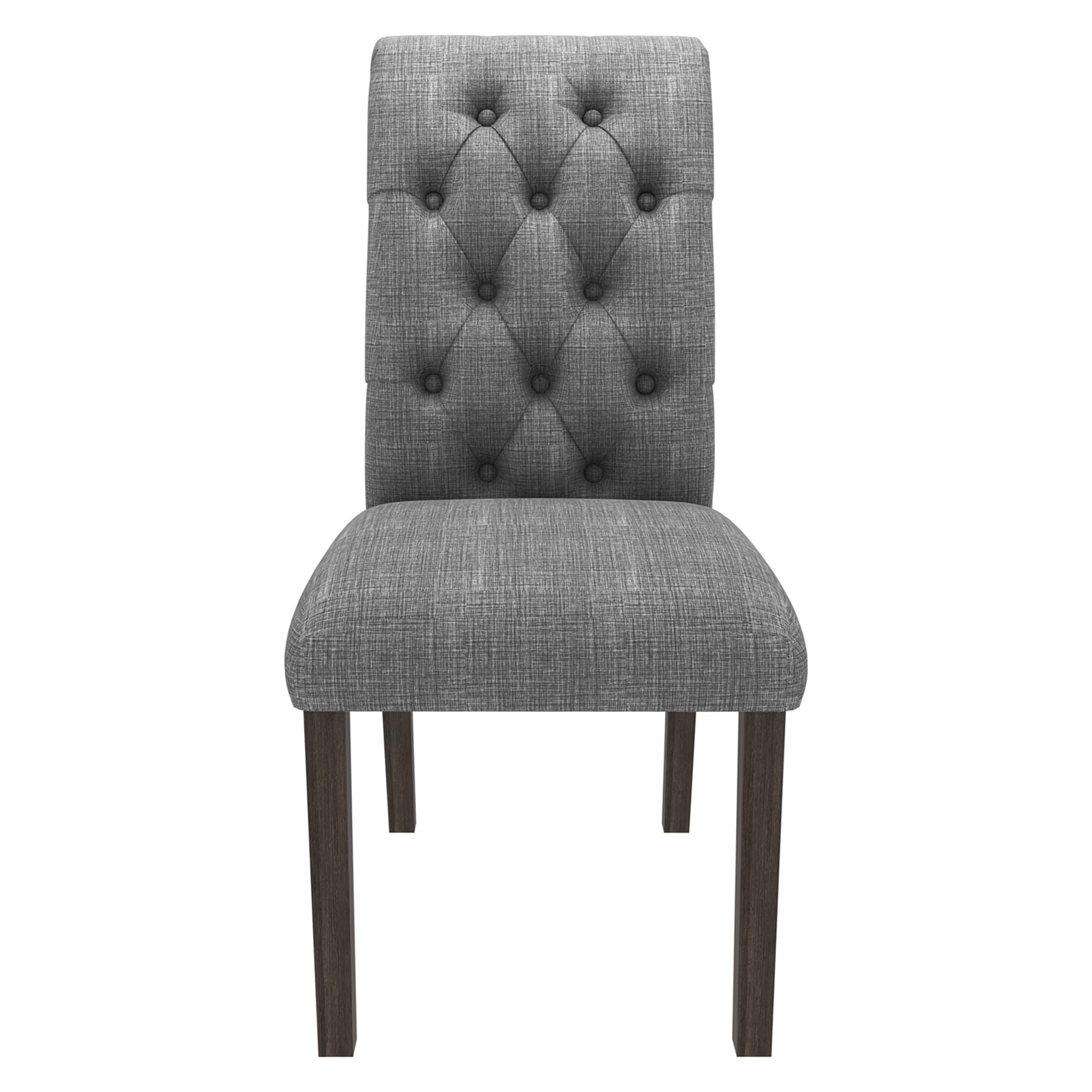Resenkos Tufted Dining Chairs Set of 2, Accent Parsons Diner Chairs Upholstered Fabric Dining Room Chairs Side Chair Stylish Kitchen Chairs with Solid Wood Legs and Padded Seat - Grey Resenkos Tufted Dining Chairs Set of 2, Accent Parsons Diner Chairs Upholstered Fabric Dining Room Chairs Side Chair Stylish Kitchen Chairs with Solid Wood Legs and Padded Seat - Grey