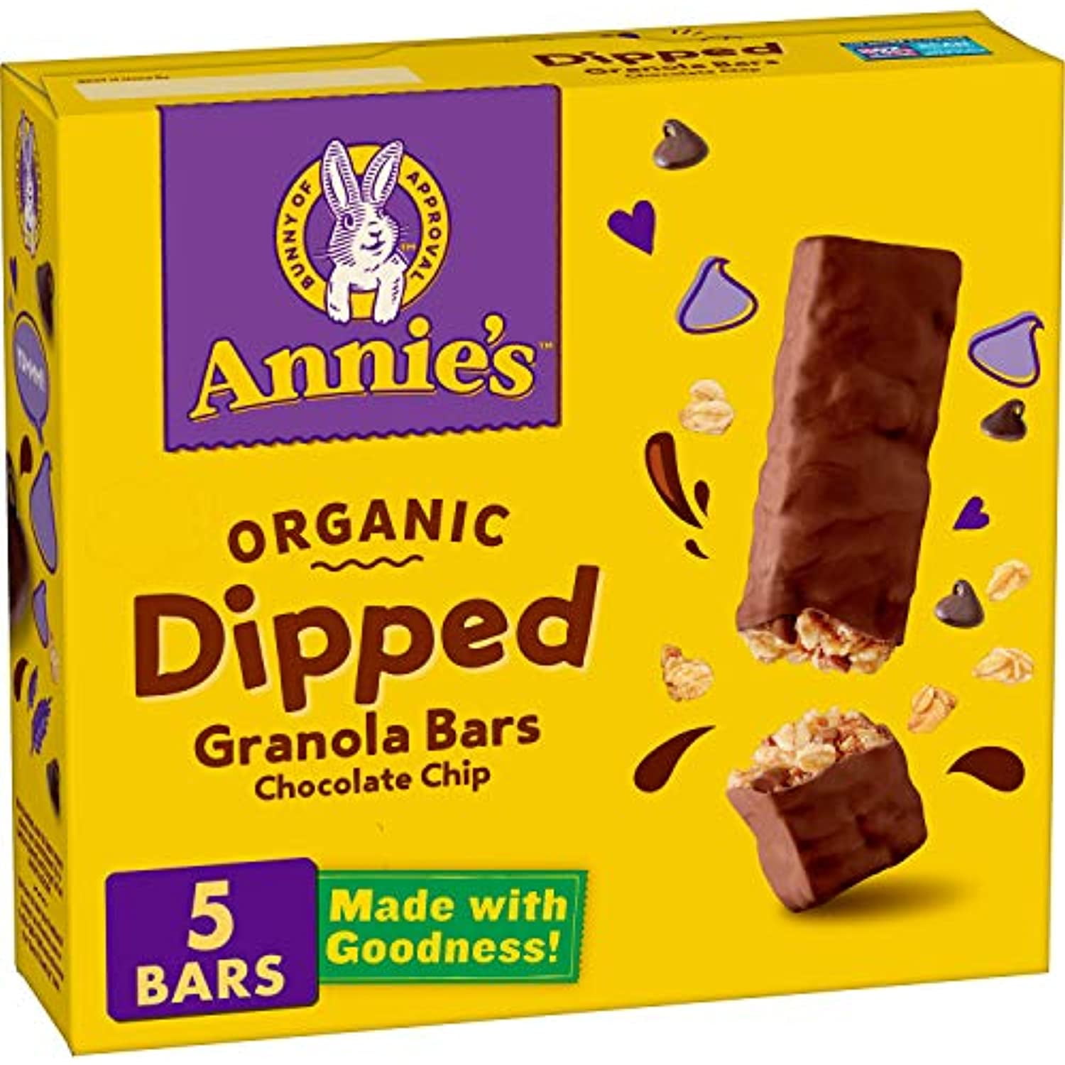 Annies Chocolate Dipped, Chewy Chocolate Chip Granola Bars, 5 Ct