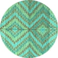 thumbnail image 1 of Ahgly Company Indoor Round Abstract Turquoise Blue Modern Area Rugs, 4' Round, 1 of 4