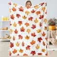 thumbnail image 2 of Fall Maple Leaf Throw Blanket Autumn Leaf Blanket Autumn Thanksgiving Decor Super Soft Flannel Throw Blanket Lightweight Fluffy Plush Fuzzy Bed Blanket for Bedding Sofa and Travel 50"X60", 2 of 6