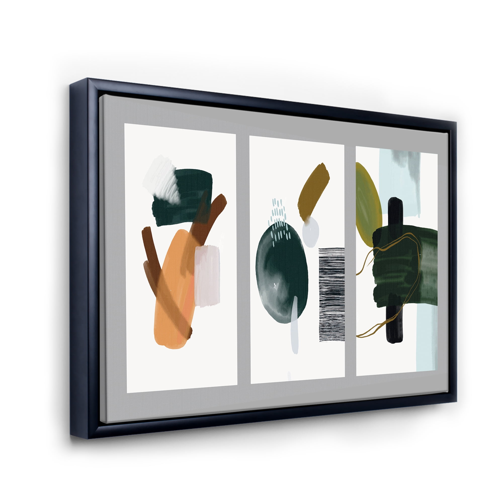 Designart 'Compostion Minimalistic of Organic Shapes IV' Modern Framed Canvas Wall Art Print