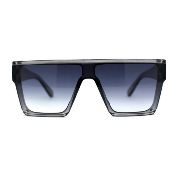 Retro Mobster Squared Flat Top Plastic Rectangular Sunglasses Slate Smoke