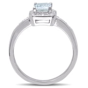 Everly Womens 1 CT TGW Aquamarine and Diamond Accent Sterling Silver Ring