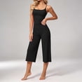 thumbnail image 4 of KIHOUT Women 2 Piece Yoga Outfit Adjustable Spaghetti Strap Cami Top High Waist Elastic Cropped Wide Leg Pants Casual Workout Matching Set, 4 of 9