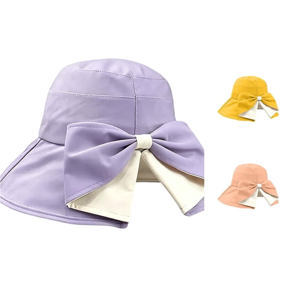Gyujnb Sun Hat with Large Brim and Bow Knot for Summer Sun Lightweight Beach Hat for Sunshade and Outdoor Travel