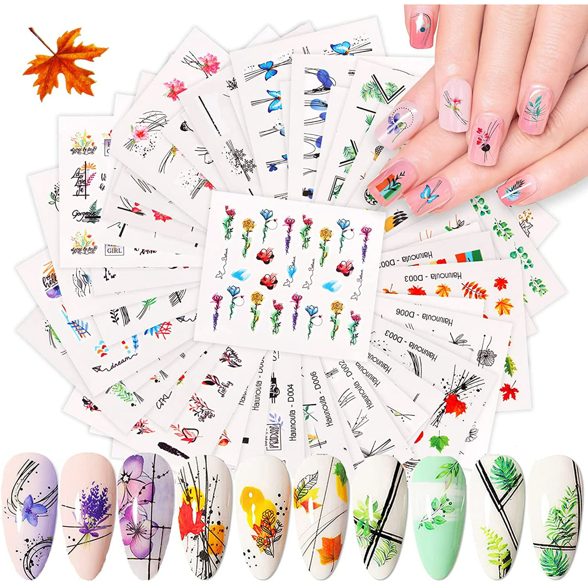 48 Sheets Nail Art Stickers Water Transfer Nail Decals Colorful Flower  Leaves Nail Art Accessories Decals for Women Girls DIY Manicure | Walmart  Canada
