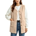 thumbnail image 2 of XRoczxe Women's Sherpa Fleece Vest, Button Down Sleeveless Warm Coat with Pockets, Casual Soft Fuzzy Outerwear for Fall Winter Layering & Daily Wear, 2 of 8