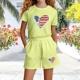 thumbnail image 4 of Amidoa Girls Summer 2 Piece Outfits Cute Floral Short Sleeve and Casual Shorts Kids Clothing Set Green Size 5T, 4 of 5