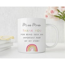 Personalized Teacher Appreciation Mug, Rainbow Design, "Thank You For Being Such An Important Part Of My Story", White Ceramic Coffee Cup, End Of Term Gift Teacher, Back To School, Birthday, 11oz