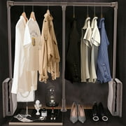 YIYIBYUS Mounted Closet Systems Clothes Hanger Wardrobe Lift Tubing Stand Metal Clothing Hanging Bar Coffee Color