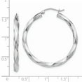 thumbnail image 3 of Real 14kt White Gold 3mm Twisted Hoop Earrings; for Adults and Teens; for Women and Men, 3 of 3
