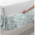 thumbnail image 2 of Winter Bed Skirt, Merry Xmas Theme Delicate Snowflakes Cold Freezing Weather Vintage Holiday Pattern, Elastic Bedskirt Dust Ruffle Wrap Around for Bedding Decor, 4 Sizes, Teal White, by Ambesonne, 2 of 2