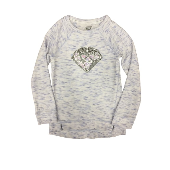 Girls White & Blue Heather Diamond Sequin Sweater Sweatshirt X-Large (14-16)