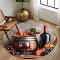 thumbnail image 3 of Purple Grapes Farmhouse Large Area Rugs for Bedroom Living Room, Soft Non Slip Carpet Bedside Rug, Vintage Cask Maple Leaf Round Floor Cover Kitchen Accent Rug 7' for Dining Room/Office, 3 of 9