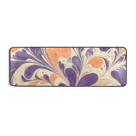 Purple Orange Line Art Runner Rug for Hallways Kitchen Non Slip 2'x 6' Washable Hall Carpet for Bedroom Entryway Laundry Room