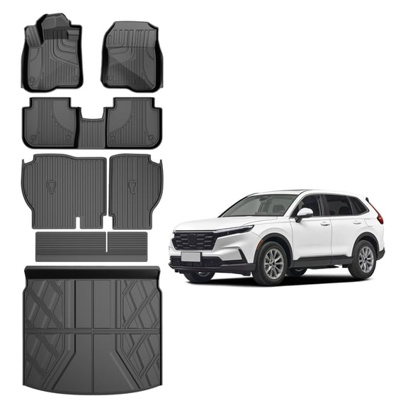 DIKSOAKR Fit for Honda CRV 2023-2026 (Include Hybrid) All Weather TPE Floor Liners & Cargo Liner with Backrest Mats Car Mats Accessories (Fit Upper Deck)