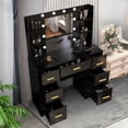 thumbnail image 3 of Caulitar Vanity Table Set with 10 LED Bulbs Hollywood Mirror and 7 Drawers 6 Shelves Vanity Set for Bedroom Black, 3 of 8
