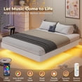 thumbnail image 2 of Kicode Queen Floating Bed Metal Frame with LED Lights and Upholstery, White, 2 of 9