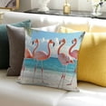thumbnail image 3 of Patifu Flamingos Beach Surrealism Pillowcase Short Plush Home Furnishing 12x12in, 3 of 5