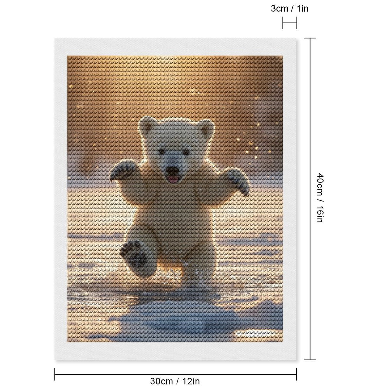 Diamond Art Kits for Adults, Polar Bear Cub Splashing Sunshine 5D Diamond Painting Kits for Adults Beginners, DIY Full Drill Diamond Painting, Gem Art and Crafts 12x16