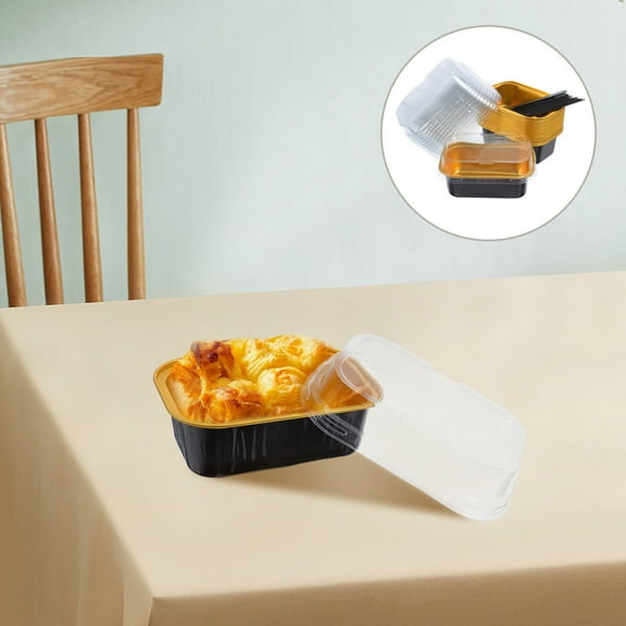 OUNONA 50 Sets Of Mini Loaf Pan Aluminum Foil Loaf Pan Clear Bread Container Bread Pans Food Storage Containers Aluminum Foil Cake Pan